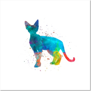 devon rex cat in watercolor Posters and Art